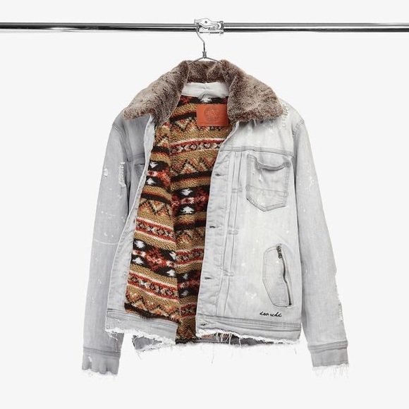 Iro Ochi Denim Grey Jean Jacket Size 3XLarge . No Neck Fur . Only the Jacket - Picture 1 of 8